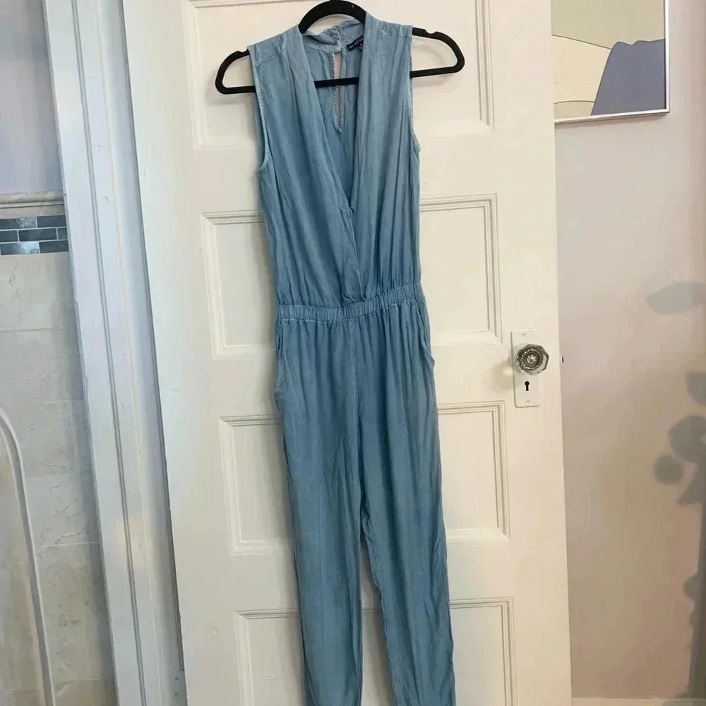Blue denim long jumpsuit - style envy brand - Picture 3 of 5